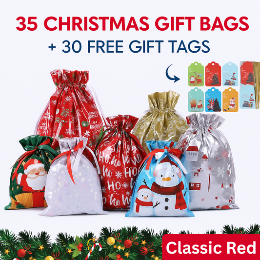 35 Christmas Gift Bags + 30 FREE Gift Tags